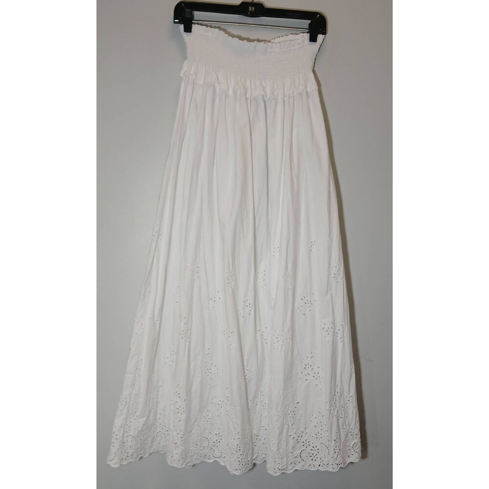 Loretta caponi womens small long white maxi skirt quiet luxury pool vacation